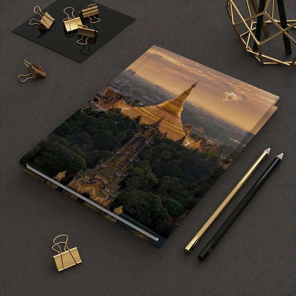 Shwedagon Pagoda Golden Sunset Aerial View – Notebooks