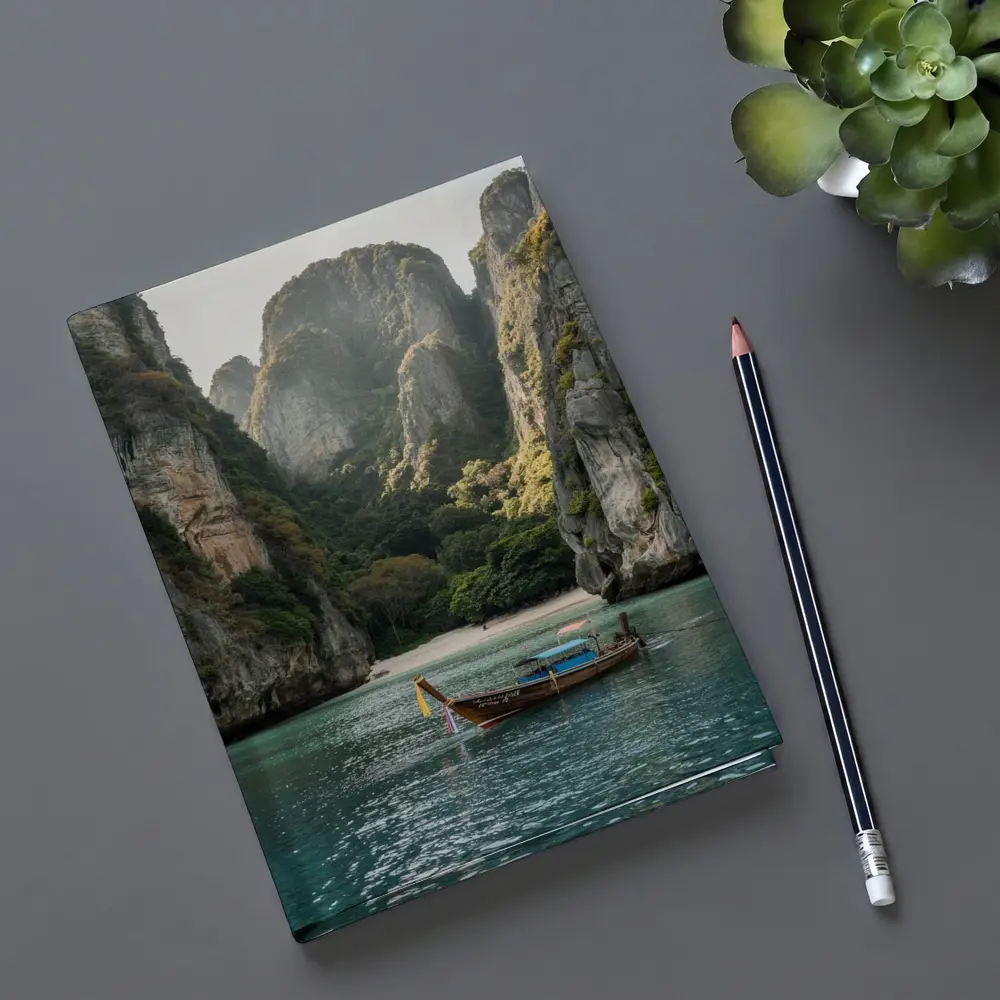 Longtail Boat Thailand Turquoise Bay Cliffs – Notebooks