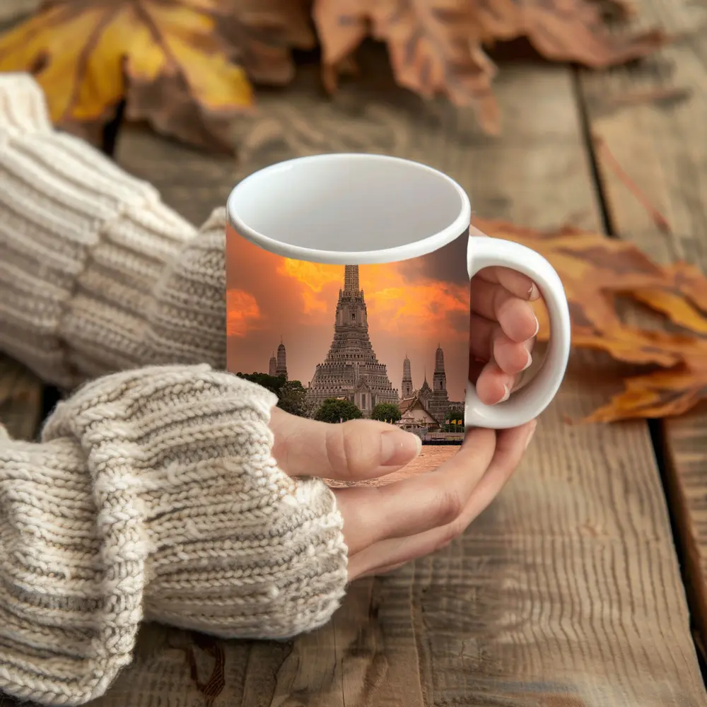 Wat Arun Temple Bangkok Sunset River View – Mugs