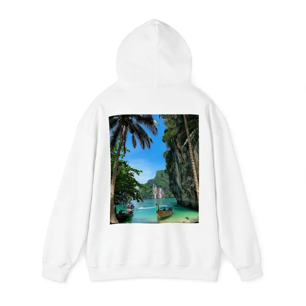 Thailand Longtail Boats Turquoise Bay Cliffs – Hoodies