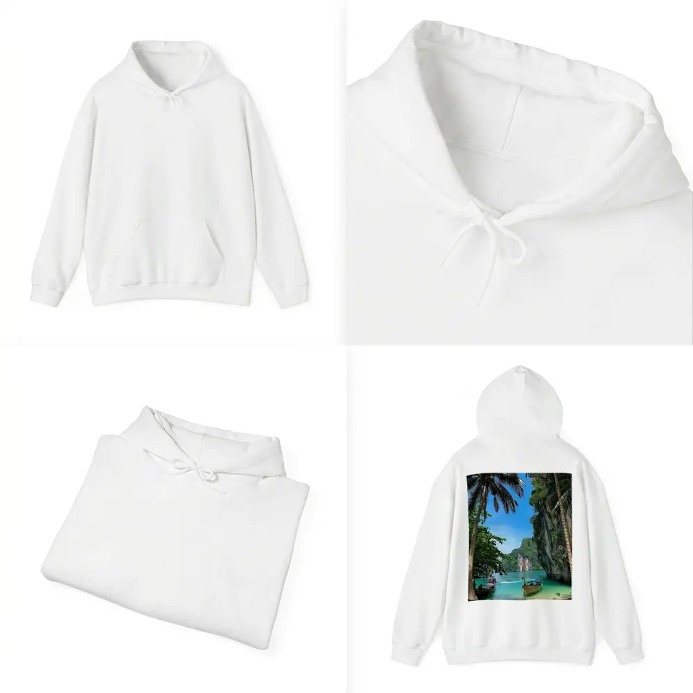Thailand Longtail Boats Turquoise Bay Cliffs – Hoodies