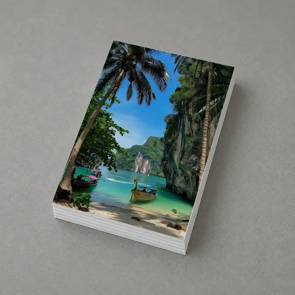 Thailand Longtail Boats Turquoise Bay Cliffs – Postcards