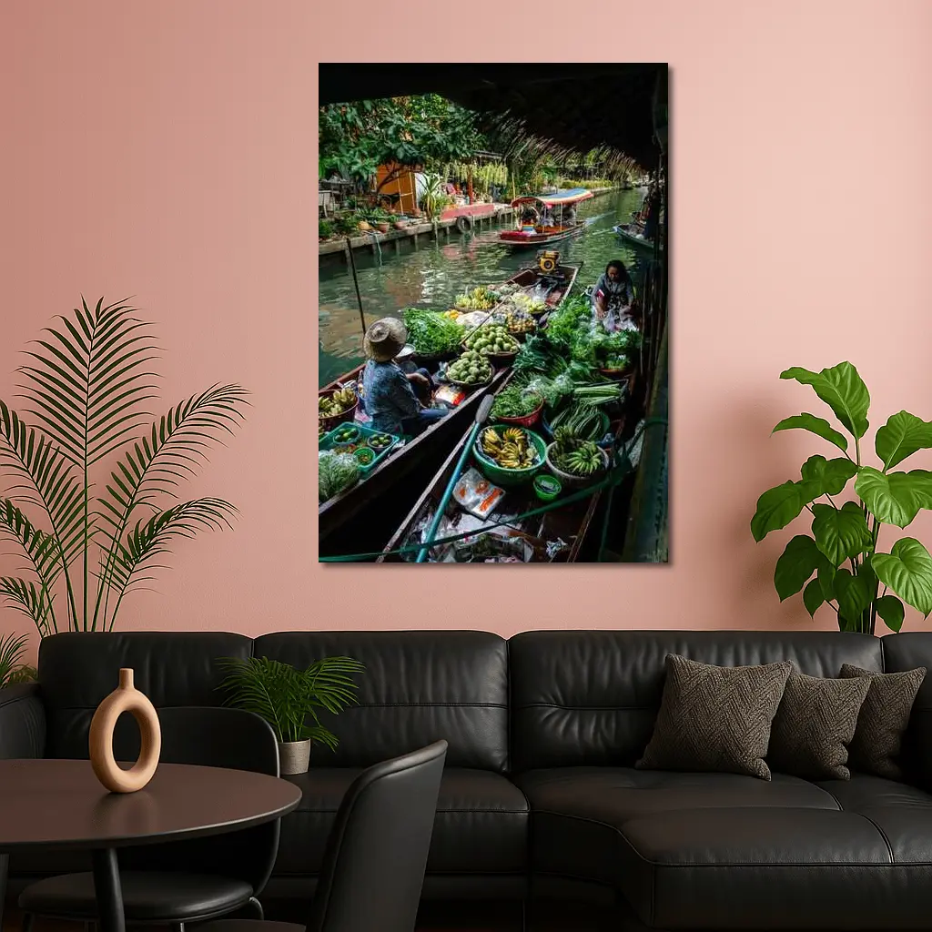 Thai Floating Market Canal Boats Vendors – Wall Art