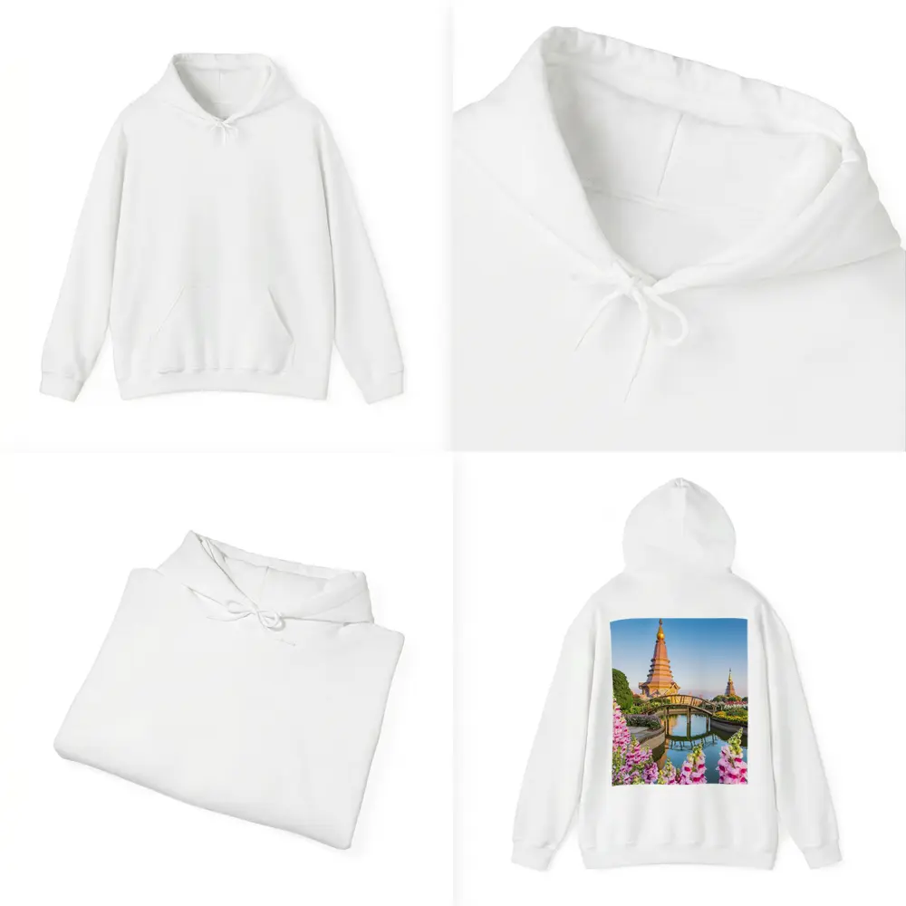 Thai Pagoda Garden Pink Foxglove Flowers – Hoodies