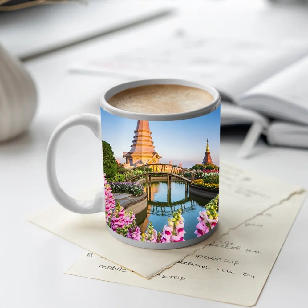 Thai Pagoda Garden Pink Foxglove Flowers – Mugs