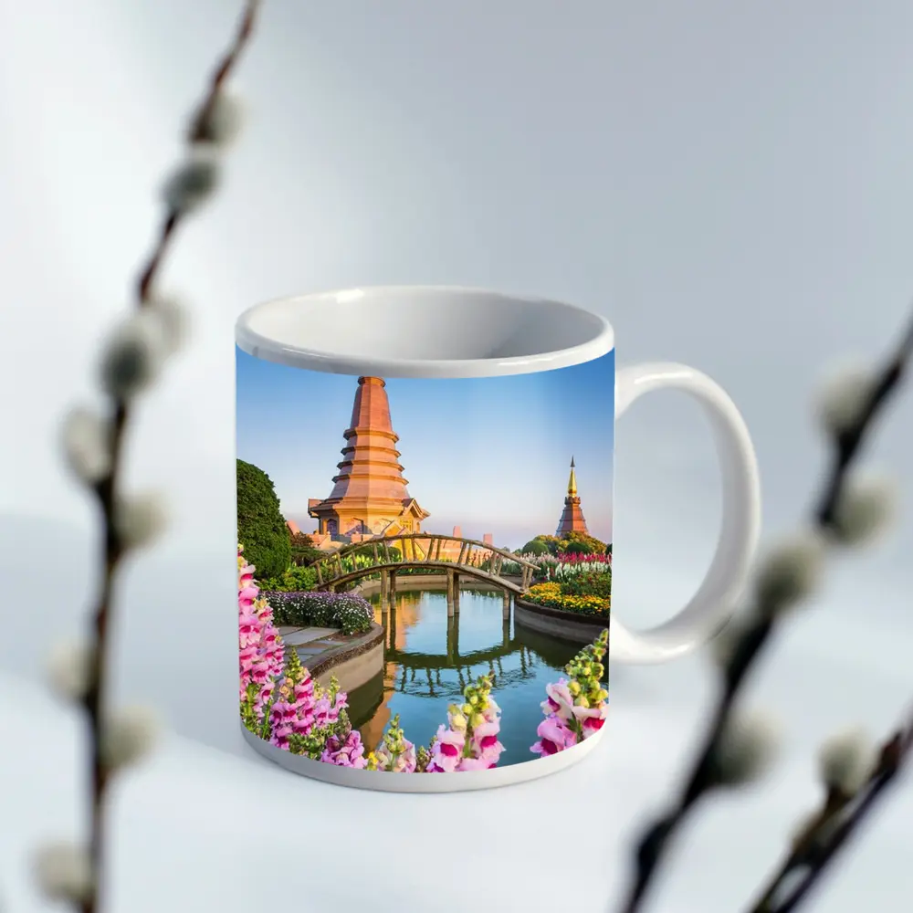 Thai Pagoda Garden Pink Foxglove Flowers – Mugs