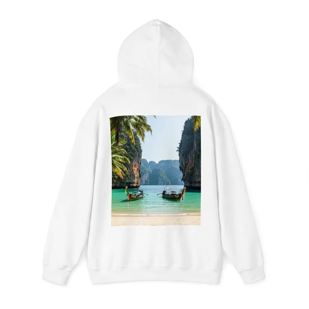 Thailand Longtail Boats Turquoise Bay Cliffs – Hoodies