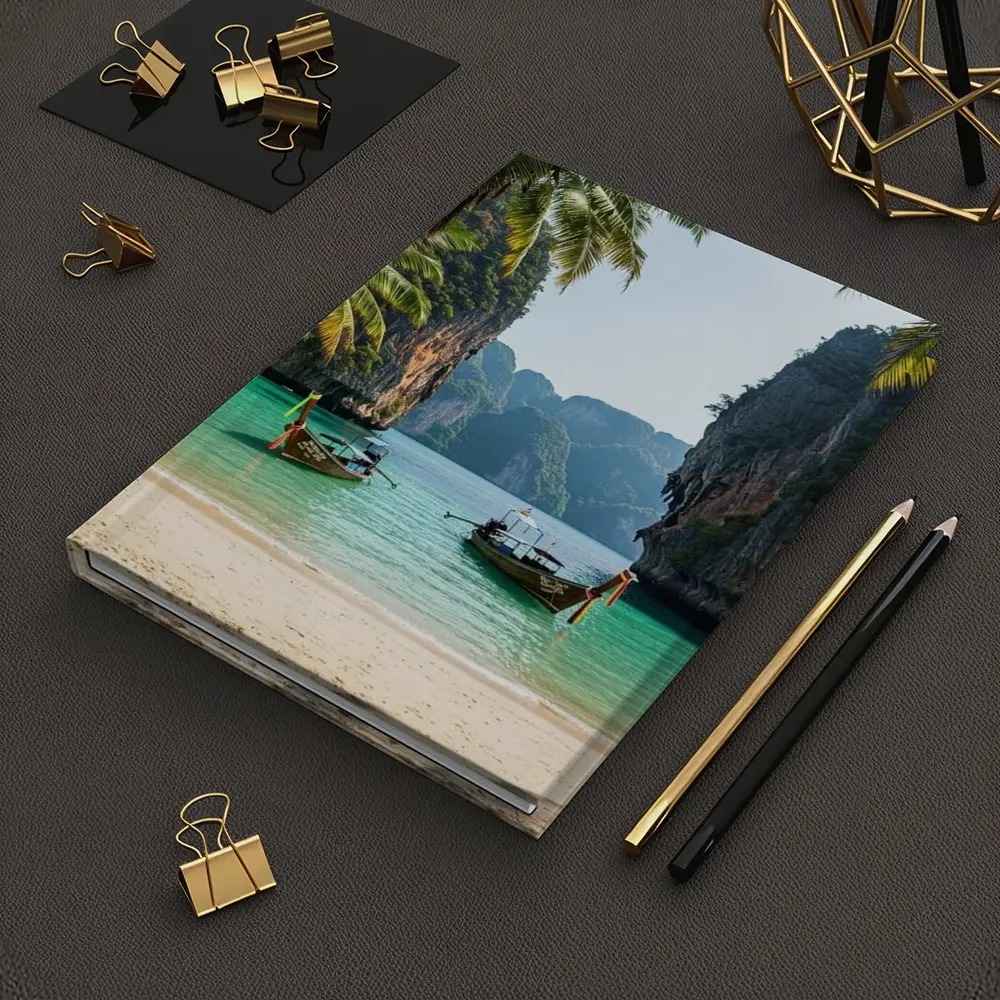 Thailand Longtail Boats Turquoise Bay Cliffs – Notebooks