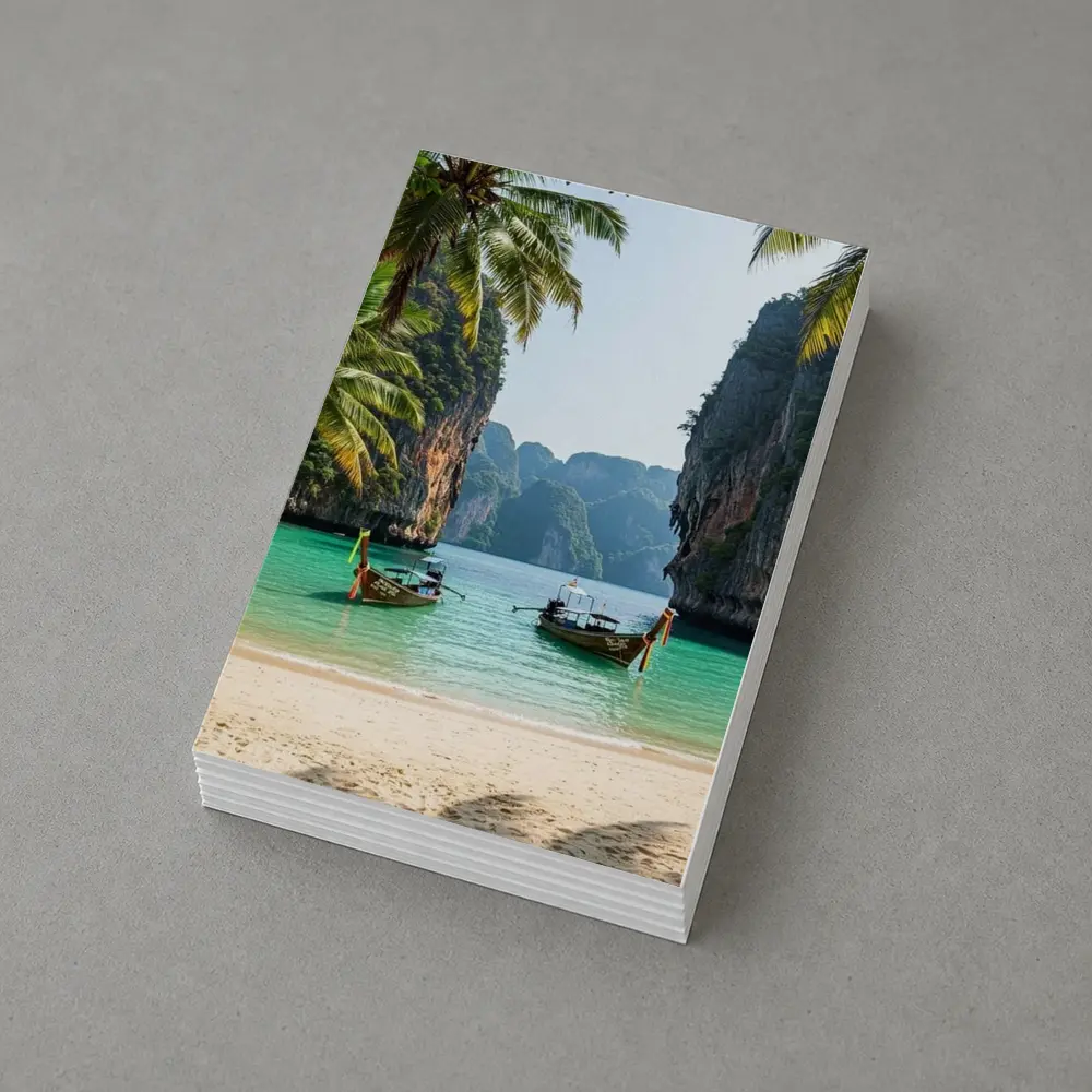 Thailand Longtail Boats Turquoise Bay Cliffs – Postcards