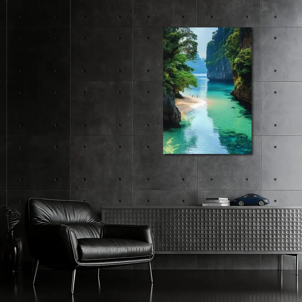 Tropical Beach Cove Turquoise Water Limestone Cliffs – Wall Art