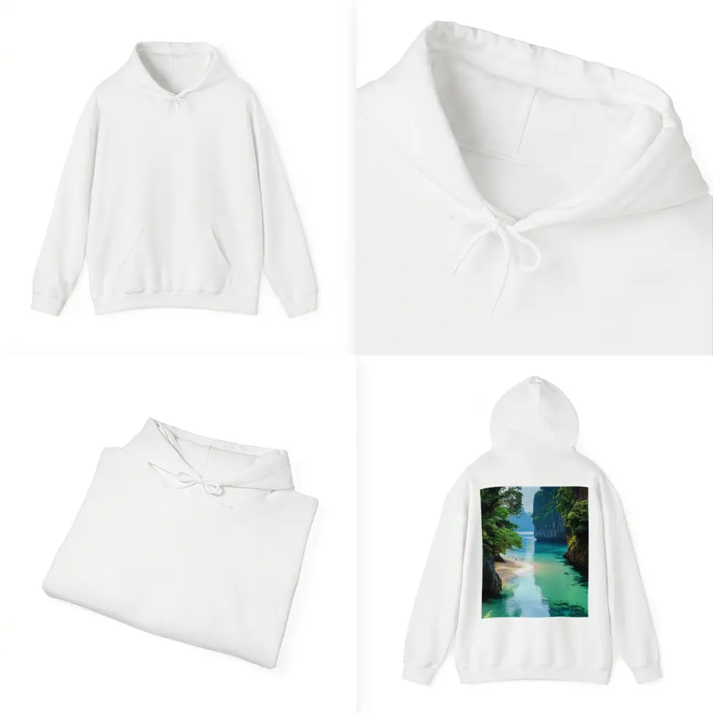 Tropical Beach Cove Turquoise Water Limestone Cliffs – Hoodies