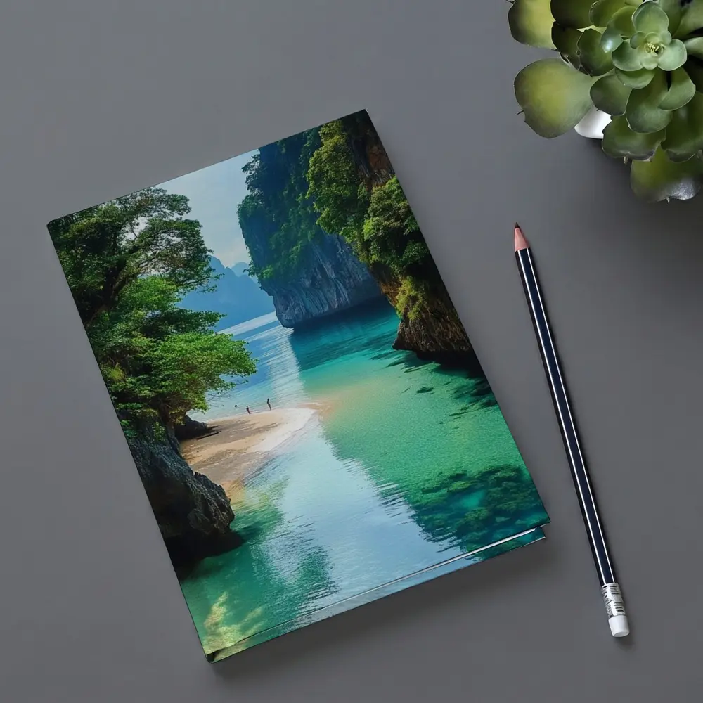 Tropical Beach Cove Turquoise Water Limestone Cliffs – Notebooks