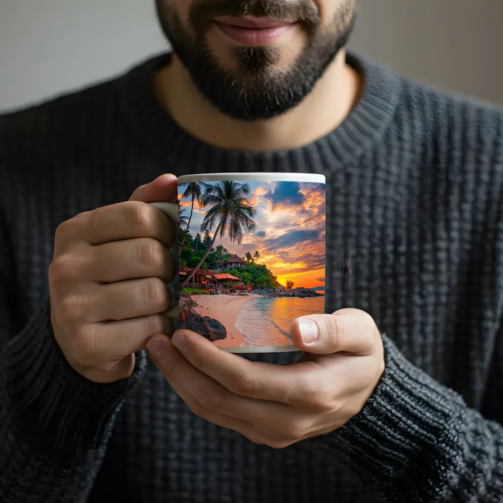 Tropical Beach Sunset Palm Trees Resort – Mugs