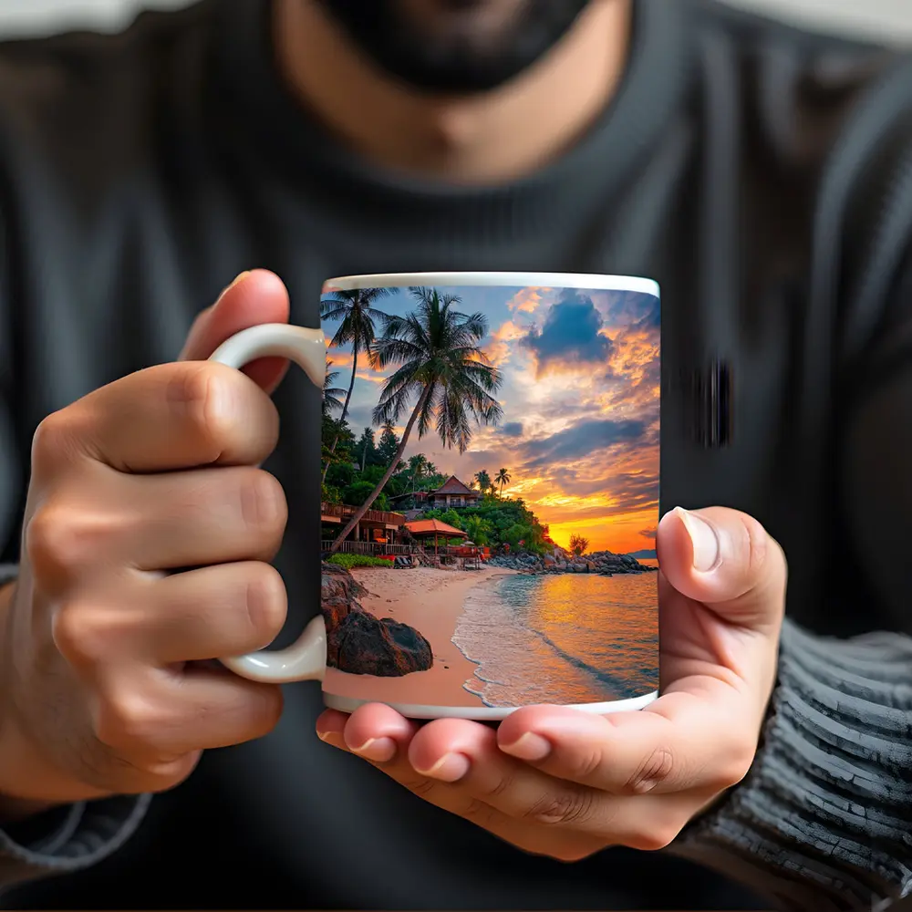 Tropical Beach Sunset Palm Trees Resort – Mugs