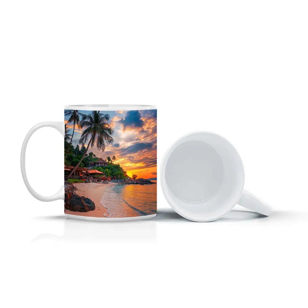 Tropical Beach Sunset Palm Trees Resort – Mugs