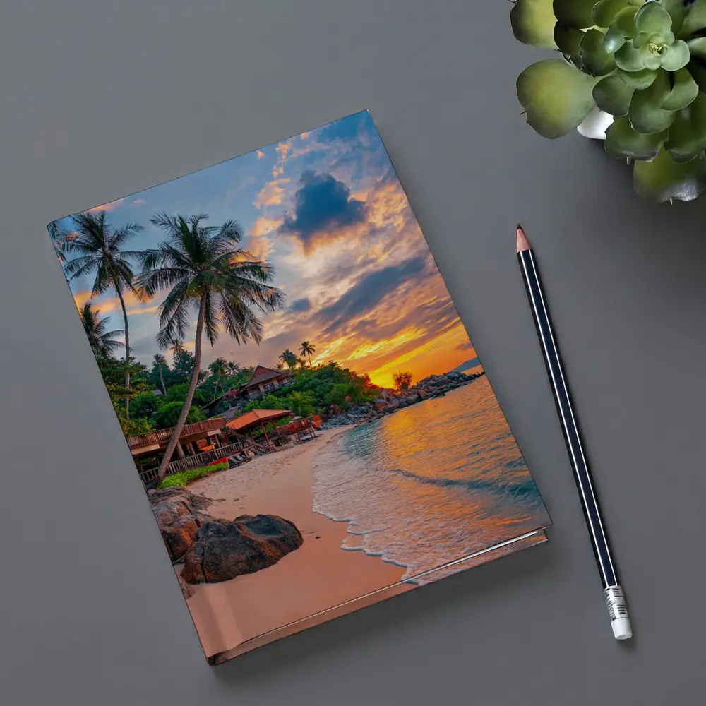 Tropical Beach Sunset Palm Trees Resort – Notebooks