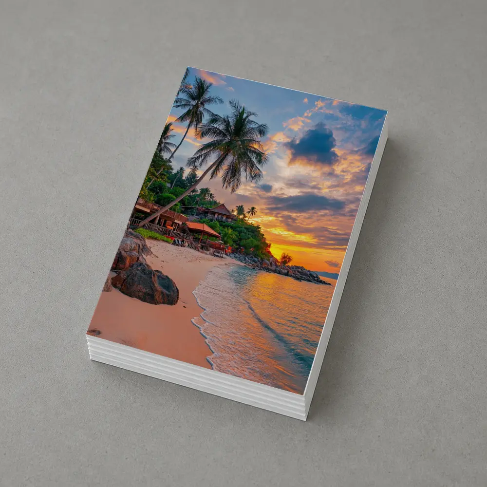 Tropical Beach Sunset Palm Trees Resort – Postcards