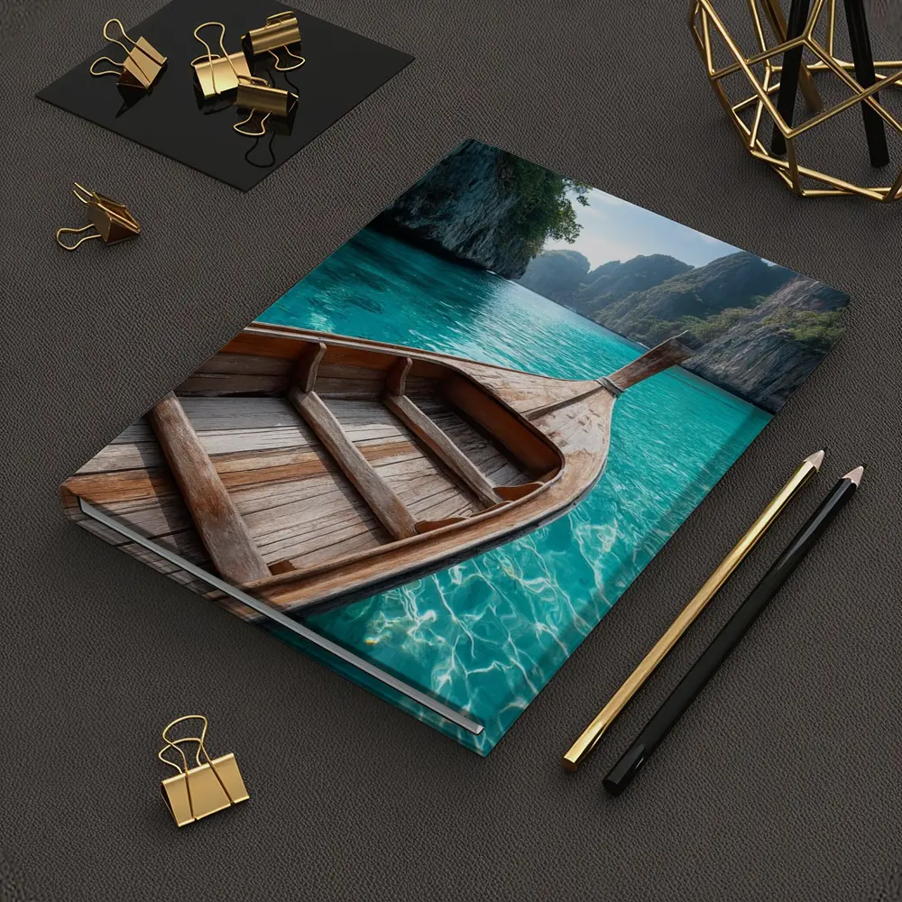 Wooden Longtail Boat Turquoise Thailand Lagoon – Notebooks