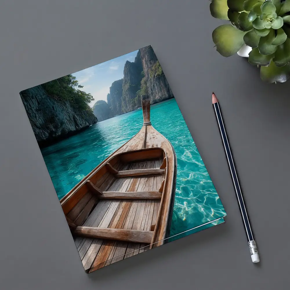 Wooden Longtail Boat Turquoise Thailand Lagoon – Notebooks