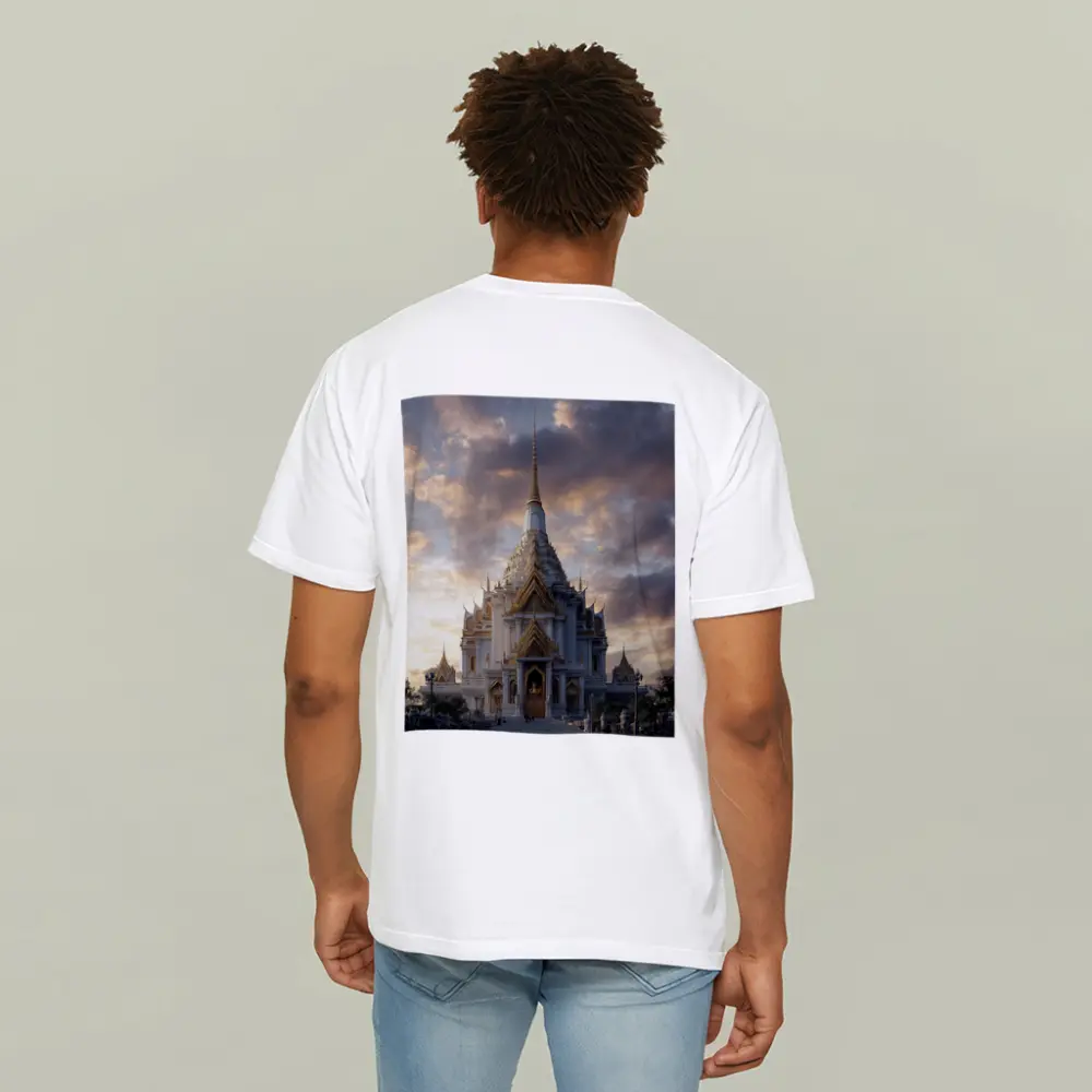 White Gold Thai Temple Dramatic Cloudy Sky – T-Shirts
