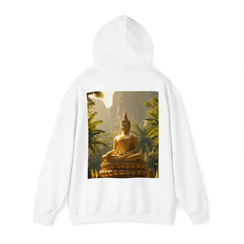 Golden Buddha Statue Tropical Forest Mountains – Hoodies