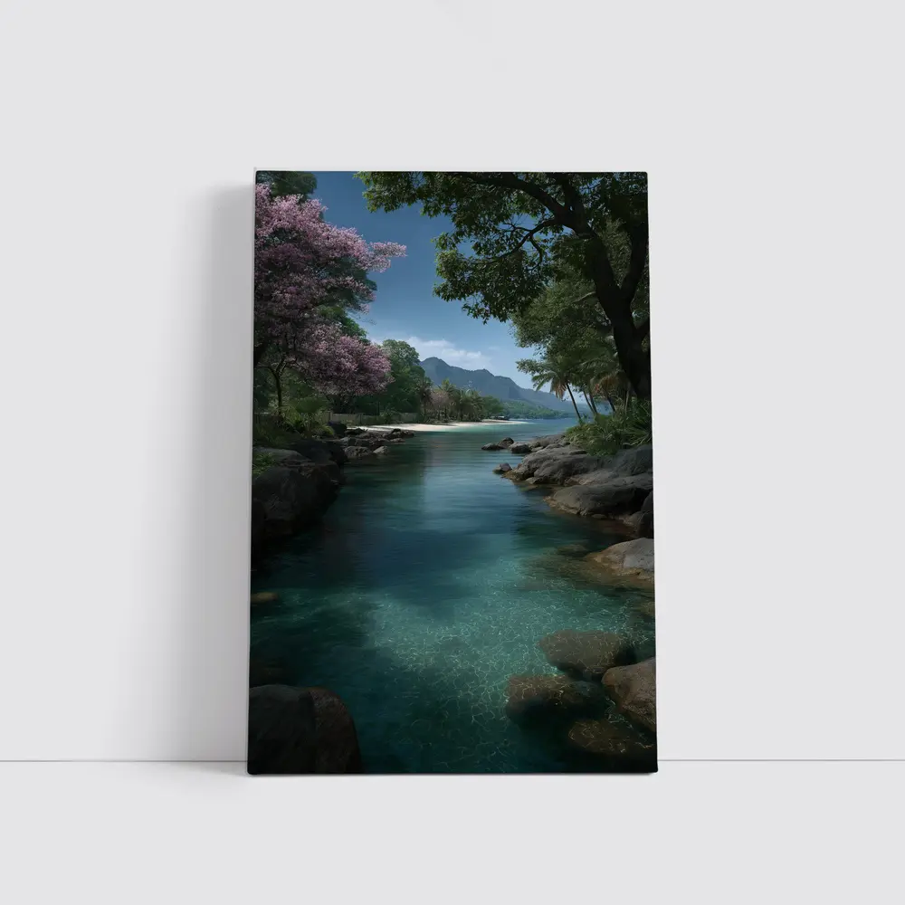 Tropical River Clear Water Mountain Background – Wall Art