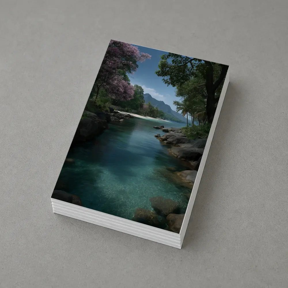 Tropical River Clear Water Mountain Background – Postcards