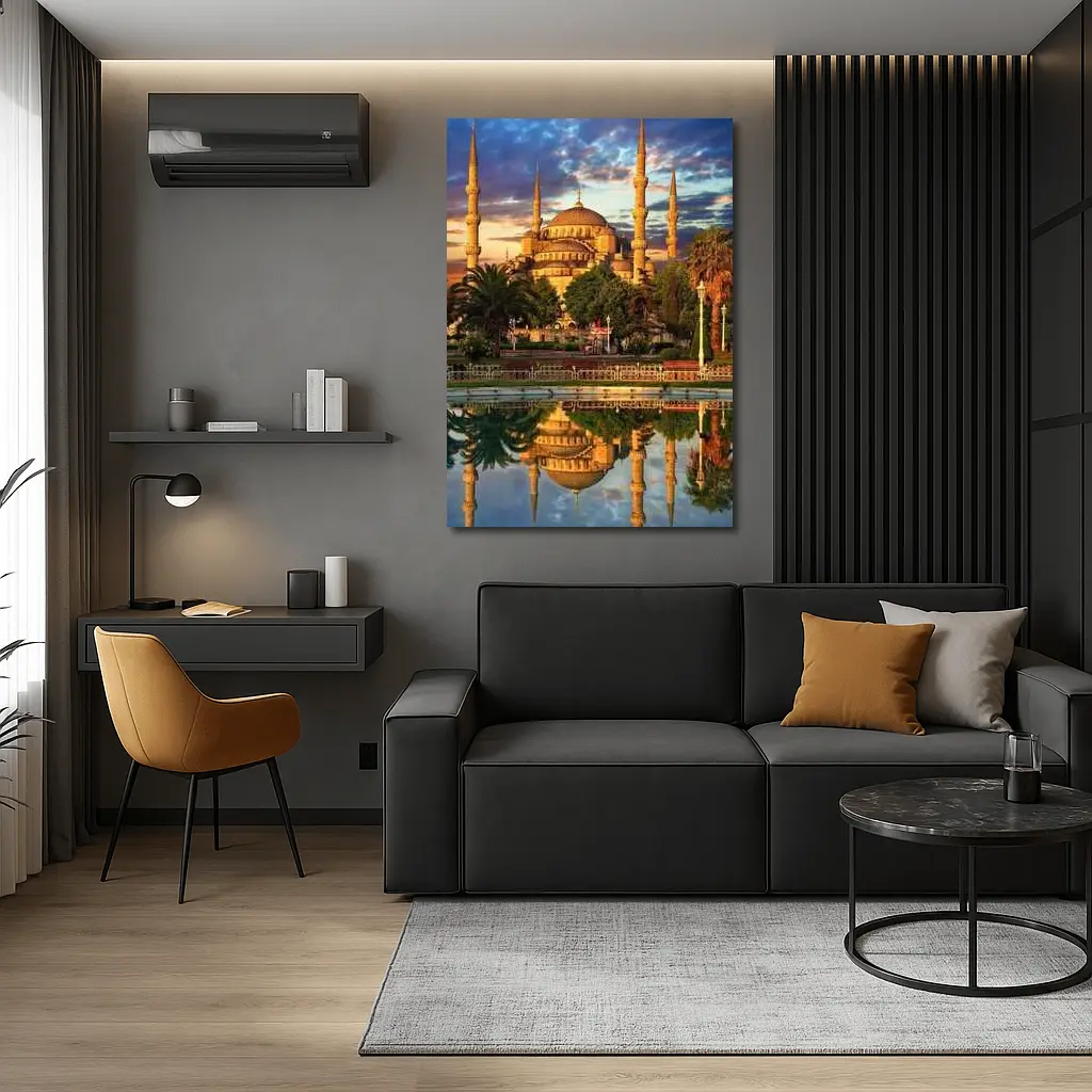 Blue Mosque Istanbul Reflection Dramatic Sky – Wall Art