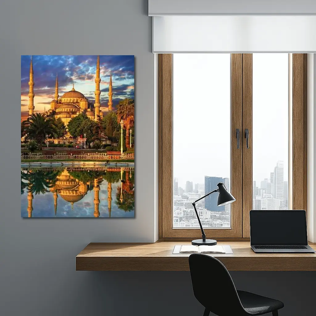 Blue Mosque Istanbul Reflection Dramatic Sky – Wall Art