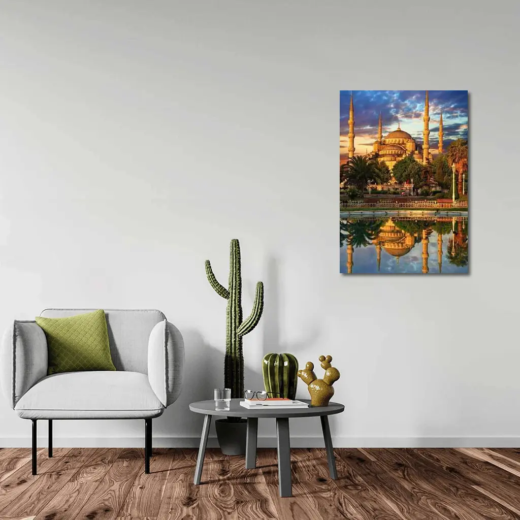 Blue Mosque Istanbul Reflection Dramatic Sky – Wall Art