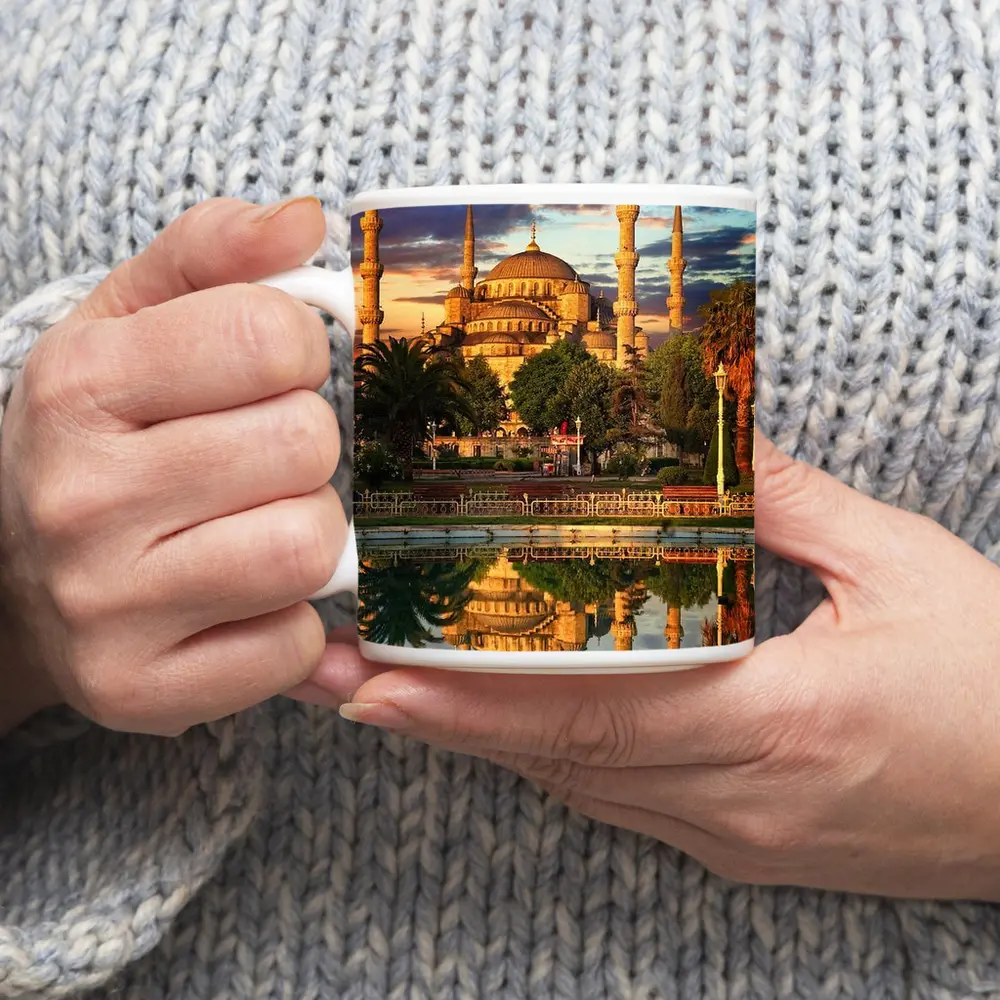 Blue Mosque Istanbul Reflection Dramatic Sky – Mugs