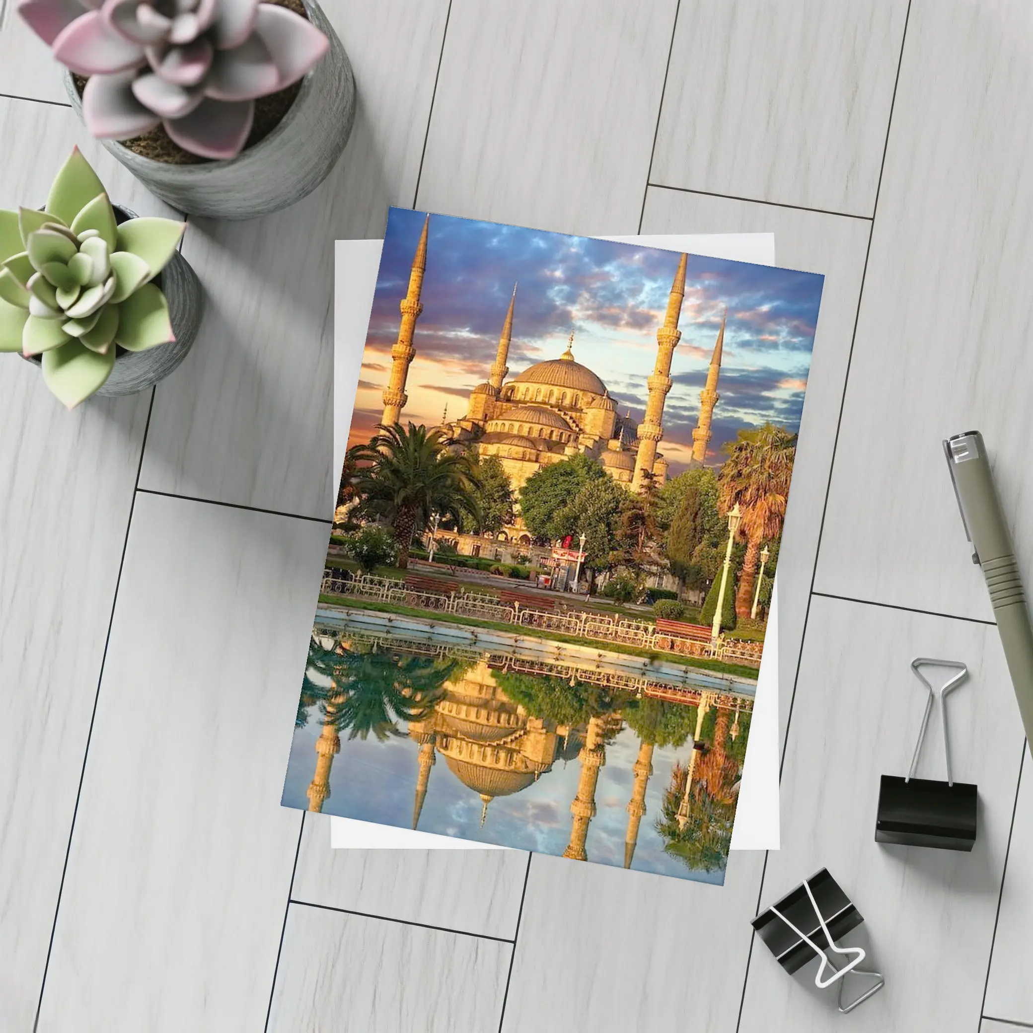 Blue Mosque Istanbul Reflection Dramatic Sky – Postcards