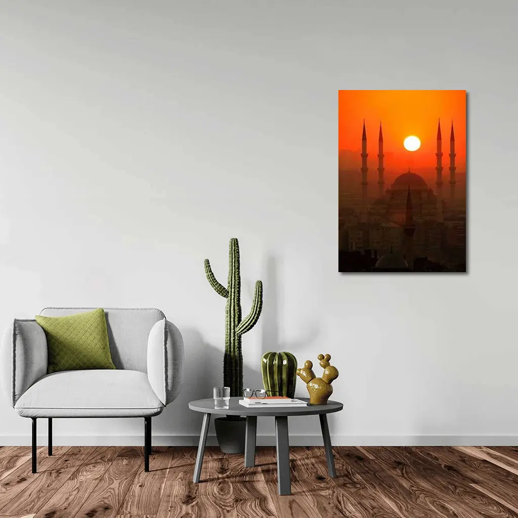 Istanbul Mosque Silhouette Fiery Sunset Sky – Wall Art