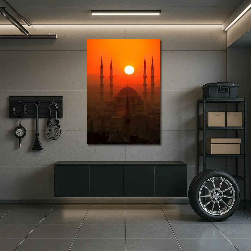 Istanbul Mosque Silhouette Fiery Sunset Sky – Wall Art