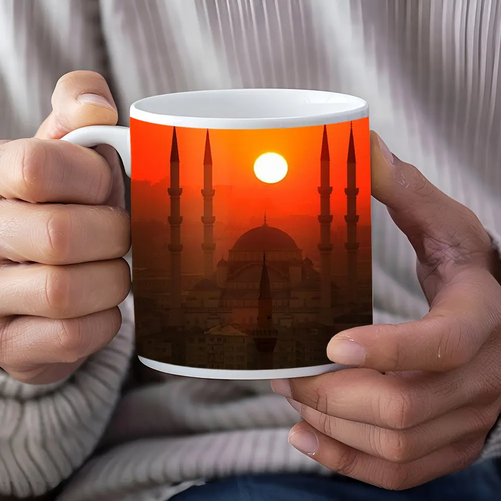 Istanbul Mosque Silhouette Fiery Sunset Sky – Mugs