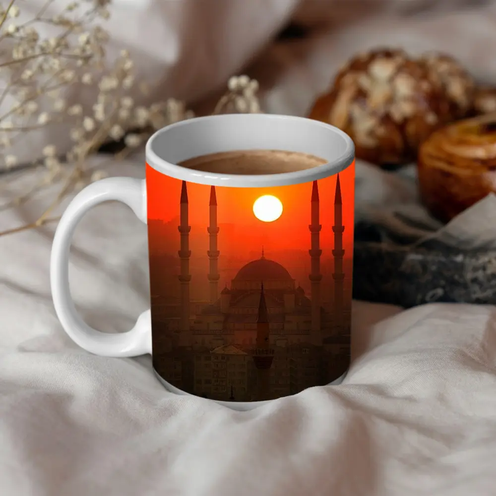 Istanbul Mosque Silhouette Fiery Sunset Sky – Mugs