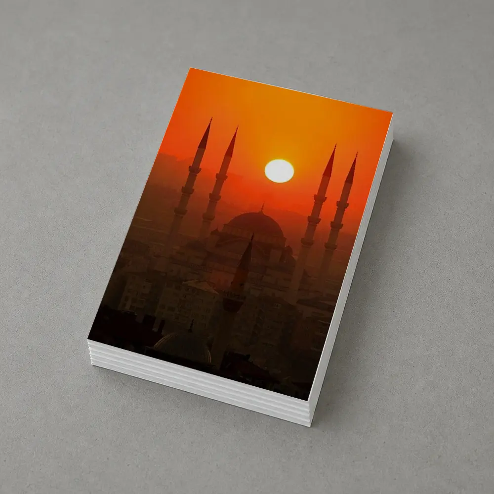 Istanbul Mosque Silhouette Fiery Sunset Sky – Postcards