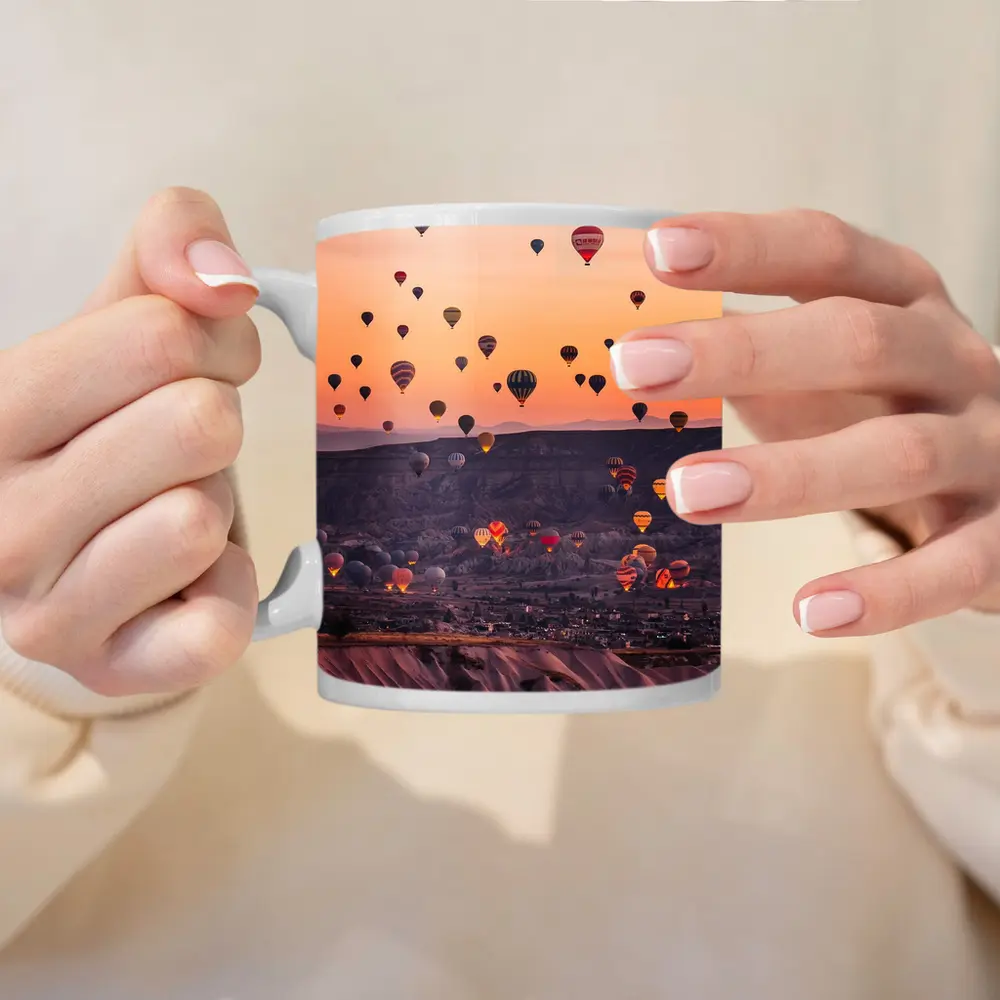 Hot Air Balloons Over Cappadocia Sunrise Sky – Mugs