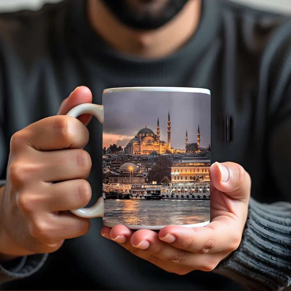 Istanbul Suleymaniye Mosque Golden Dusk Waterfront – Mugs