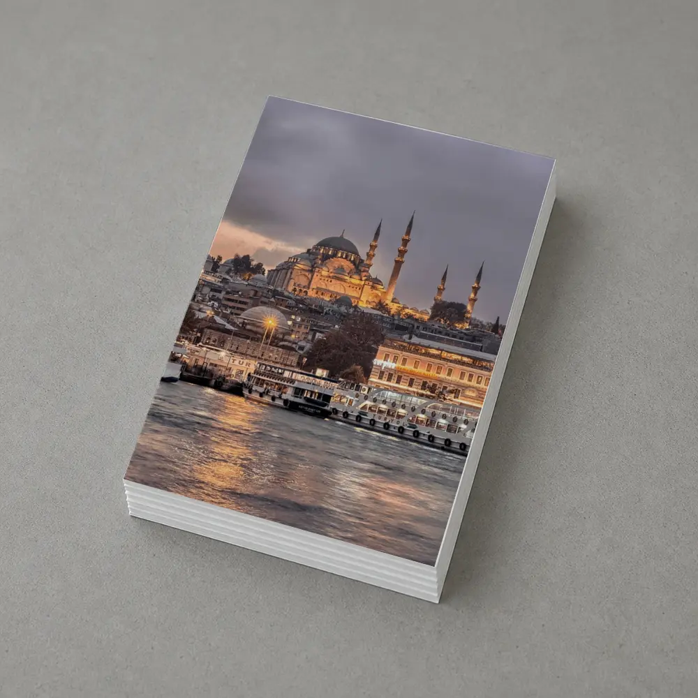 Istanbul Suleymaniye Mosque Golden Dusk Waterfront – Postcards