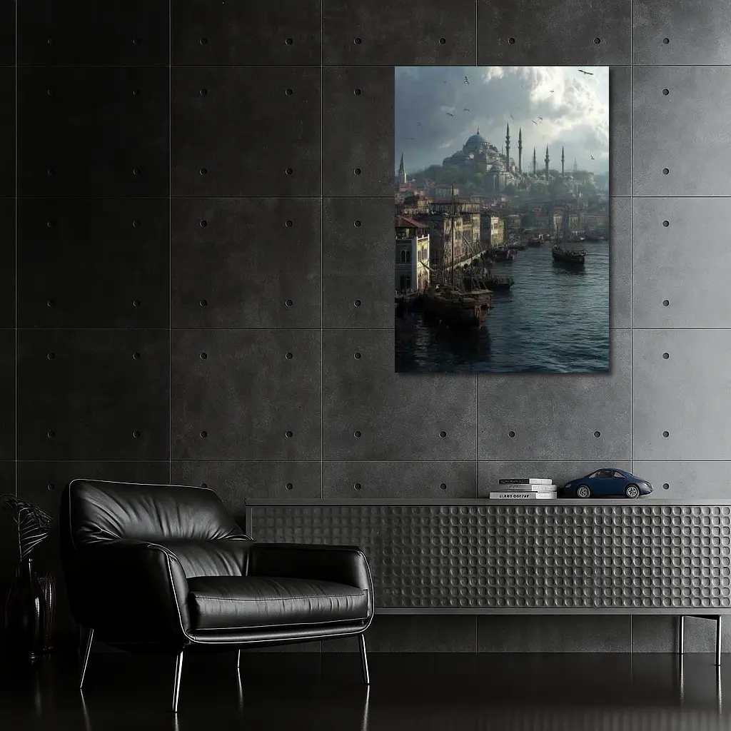 Istanbul Turkey Historic Waterfront Mosque Skyline – Wall Art