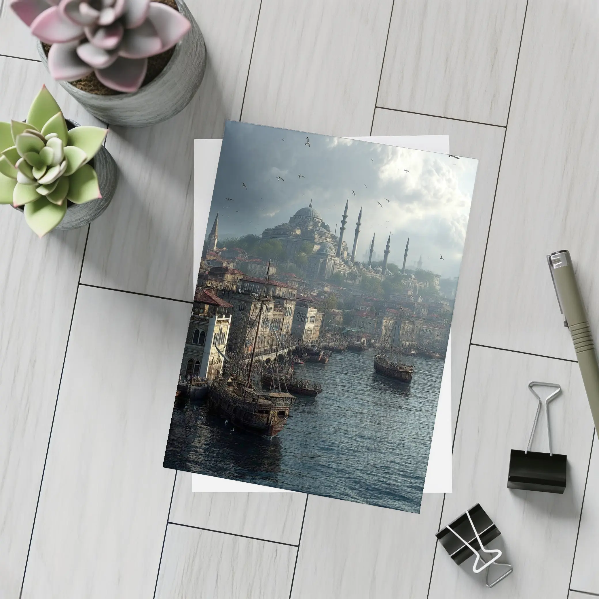 Istanbul Turkey Historic Waterfront Mosque Skyline – Postcards