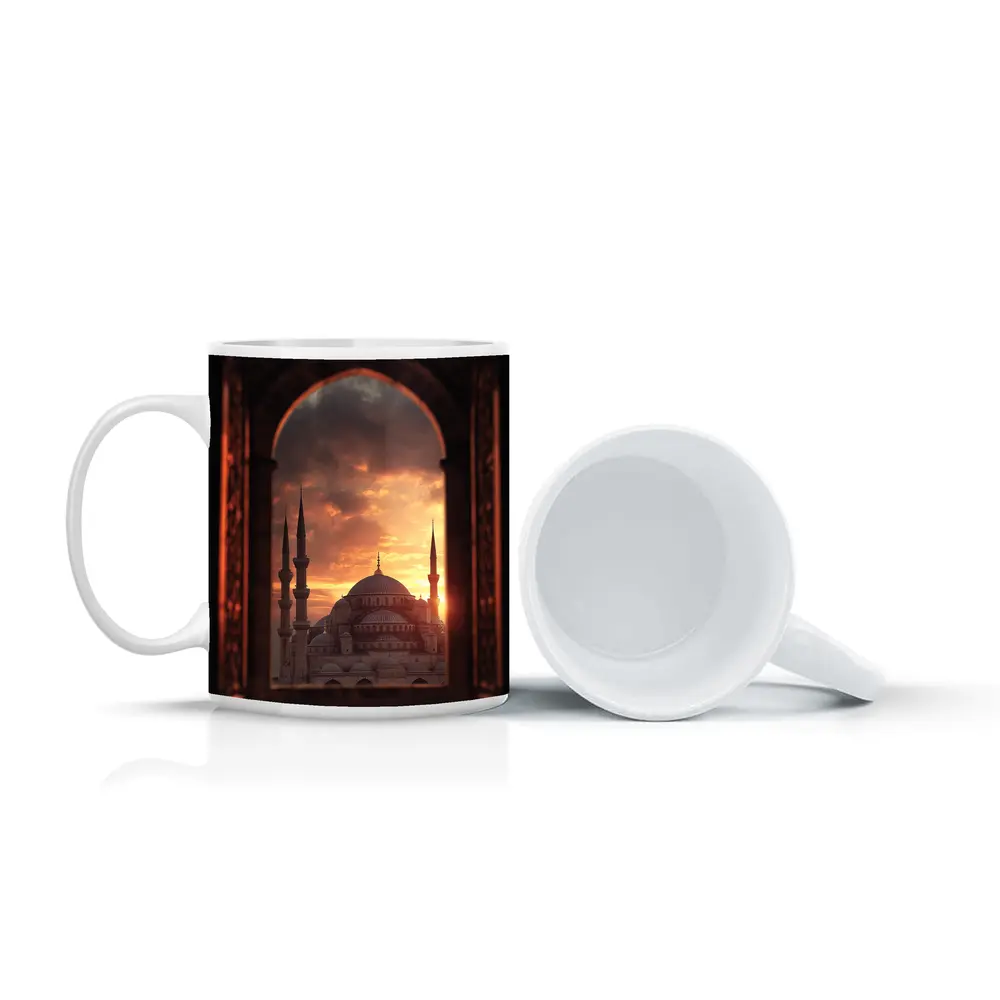 Blue Mosque Istanbul Sunset Arched Window View – Mugs