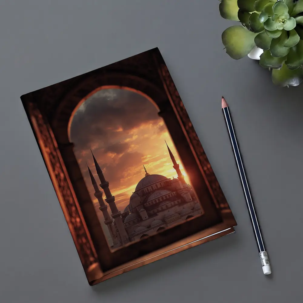 Blue Mosque Istanbul Sunset Arched Window View – Notebooks