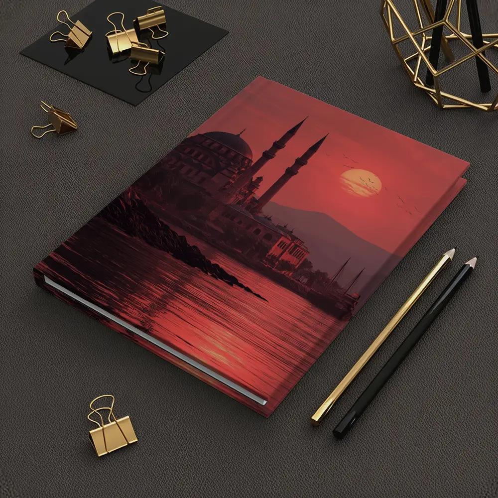 Istanbul Mosque Red Sunset Waterfront View – Notebooks