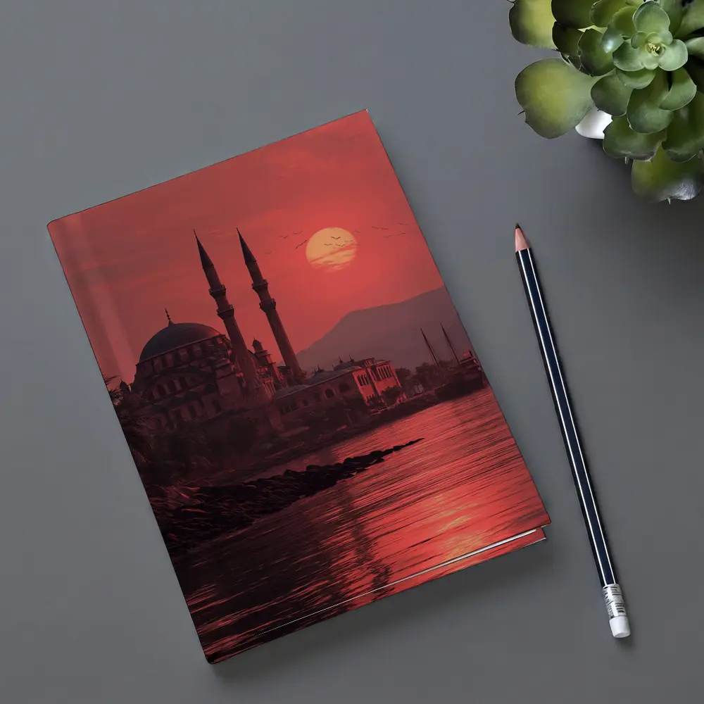 Istanbul Mosque Red Sunset Waterfront View – Notebooks