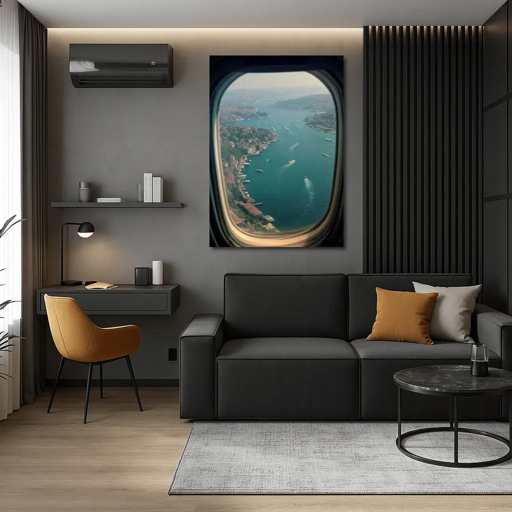 Istanbul Bosphorus Aerial View Airplane Window – Wall Art