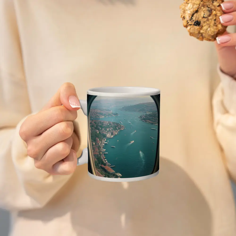 Istanbul Bosphorus Aerial View Airplane Window – Mugs