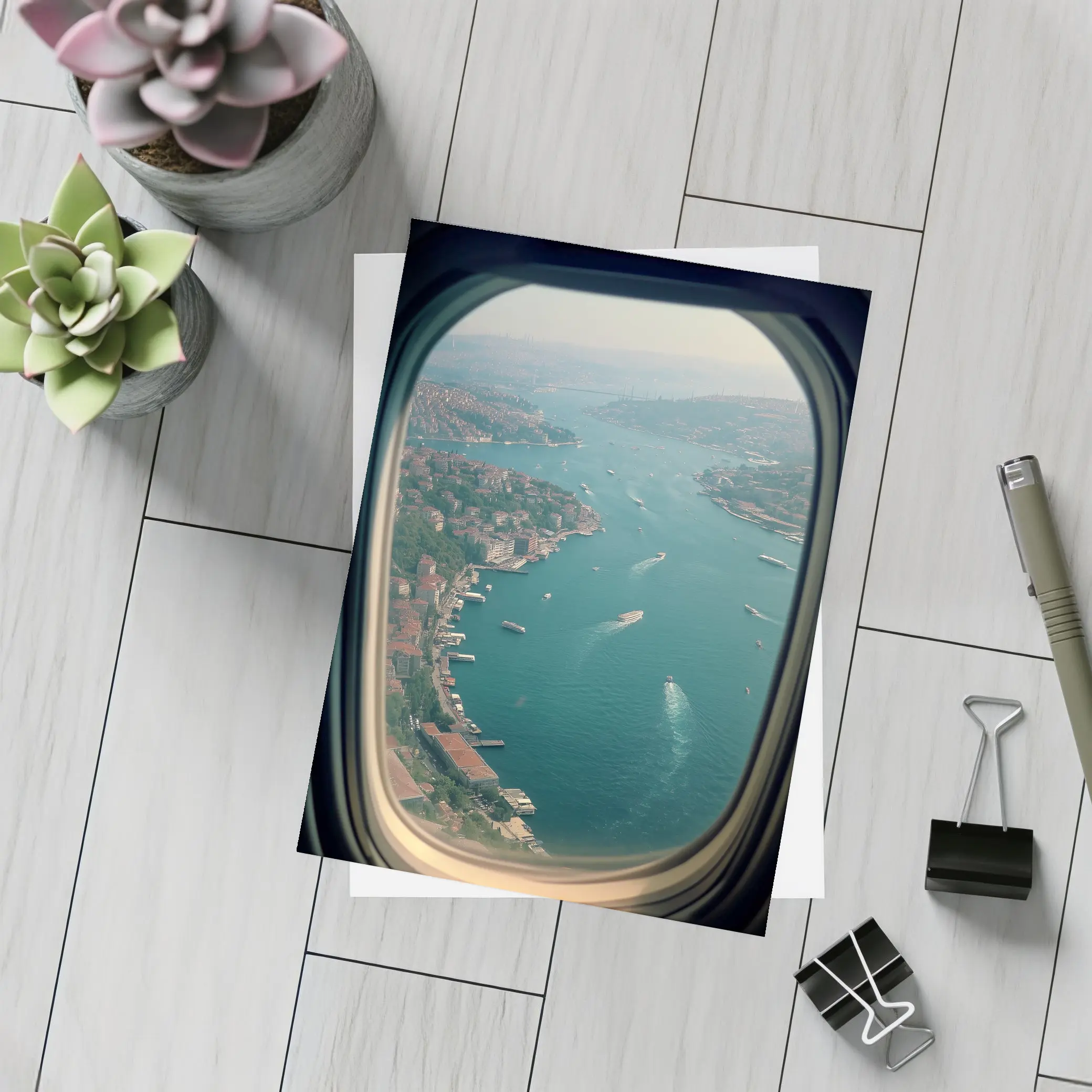 Istanbul Bosphorus Aerial View Airplane Window – Postcards