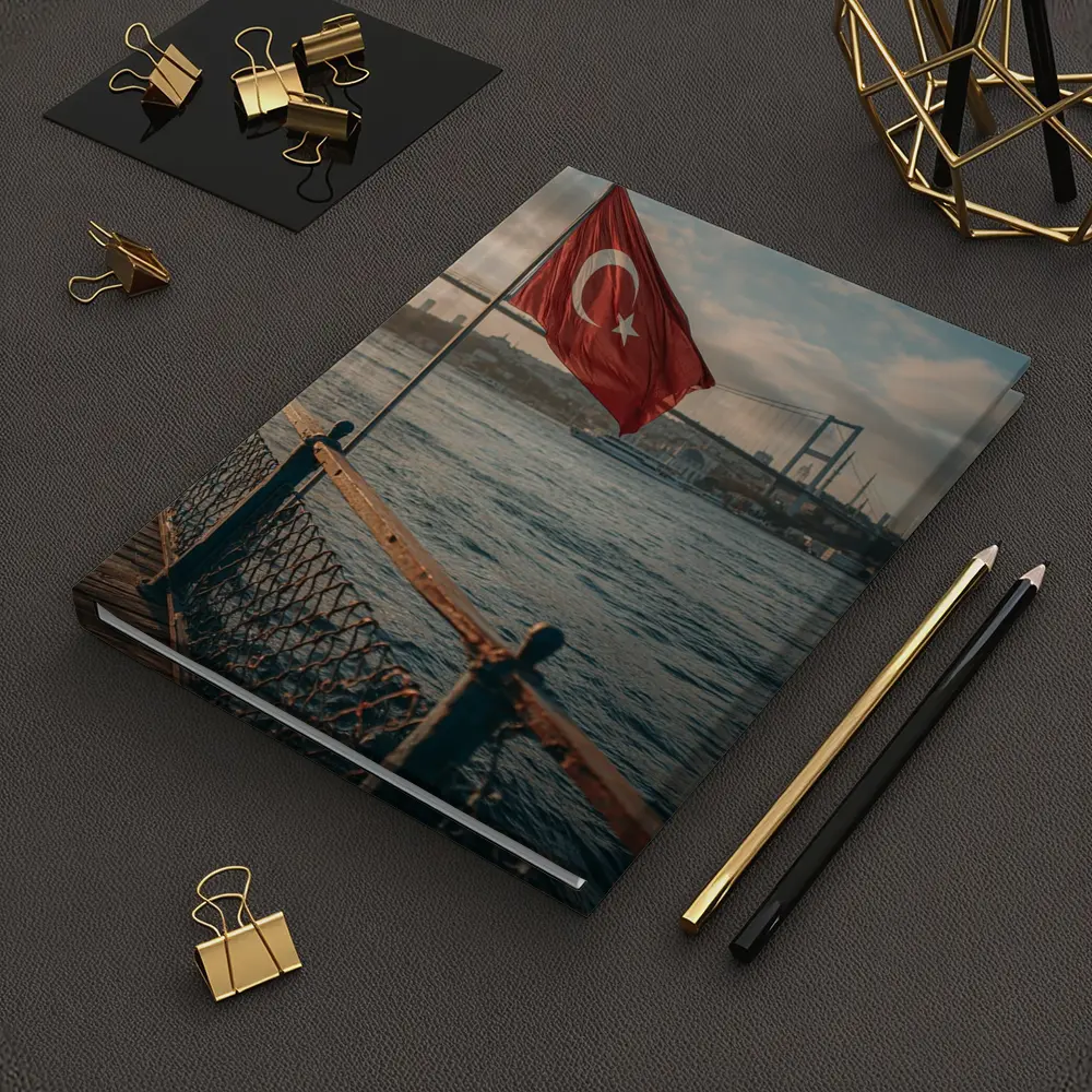 Turkish Flag Over Bosphorus Bridge Istanbul – Notebooks